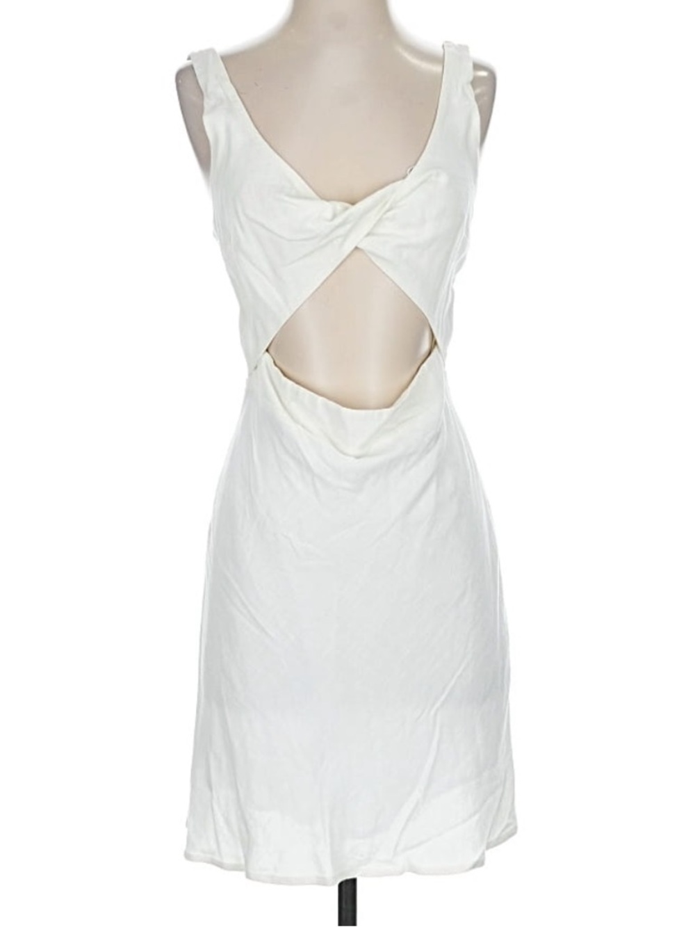 White Cutout Twist Front Mini Dress